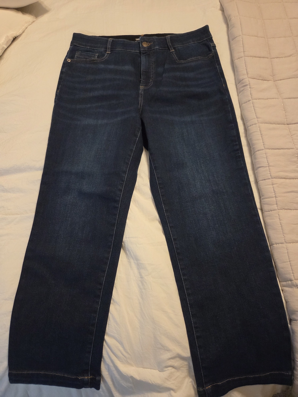 Tribal Dark Blue Cropped Straight-Leg Jeans